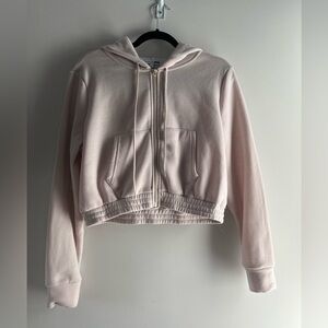 Cream Fleece Cropped Zip Up size L